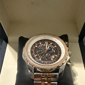Breitling Gold and Silver Luxury Watch with Textured Bezel